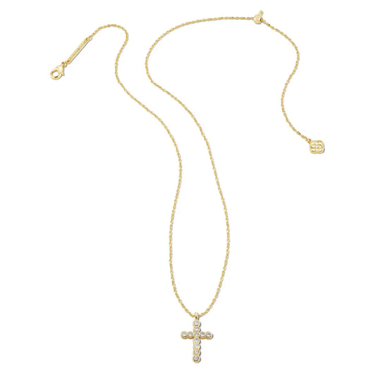 Kendra Scott Cross Crystal Pendant Necklace in White CZ
