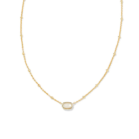 Kendra Scott Mini Elisa Gold Satellite Short Pendant Necklace in Ivory Mother of Pearl
