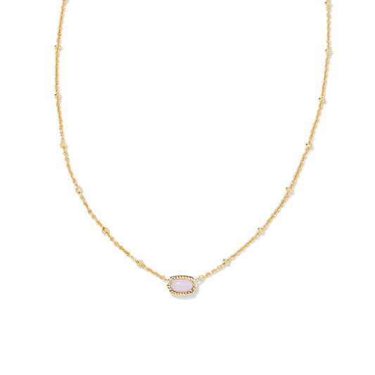 Kendra Scott Mini Elisa Gold Satellite Short Pendant Necklace in Gold Pink Opalite Crystal