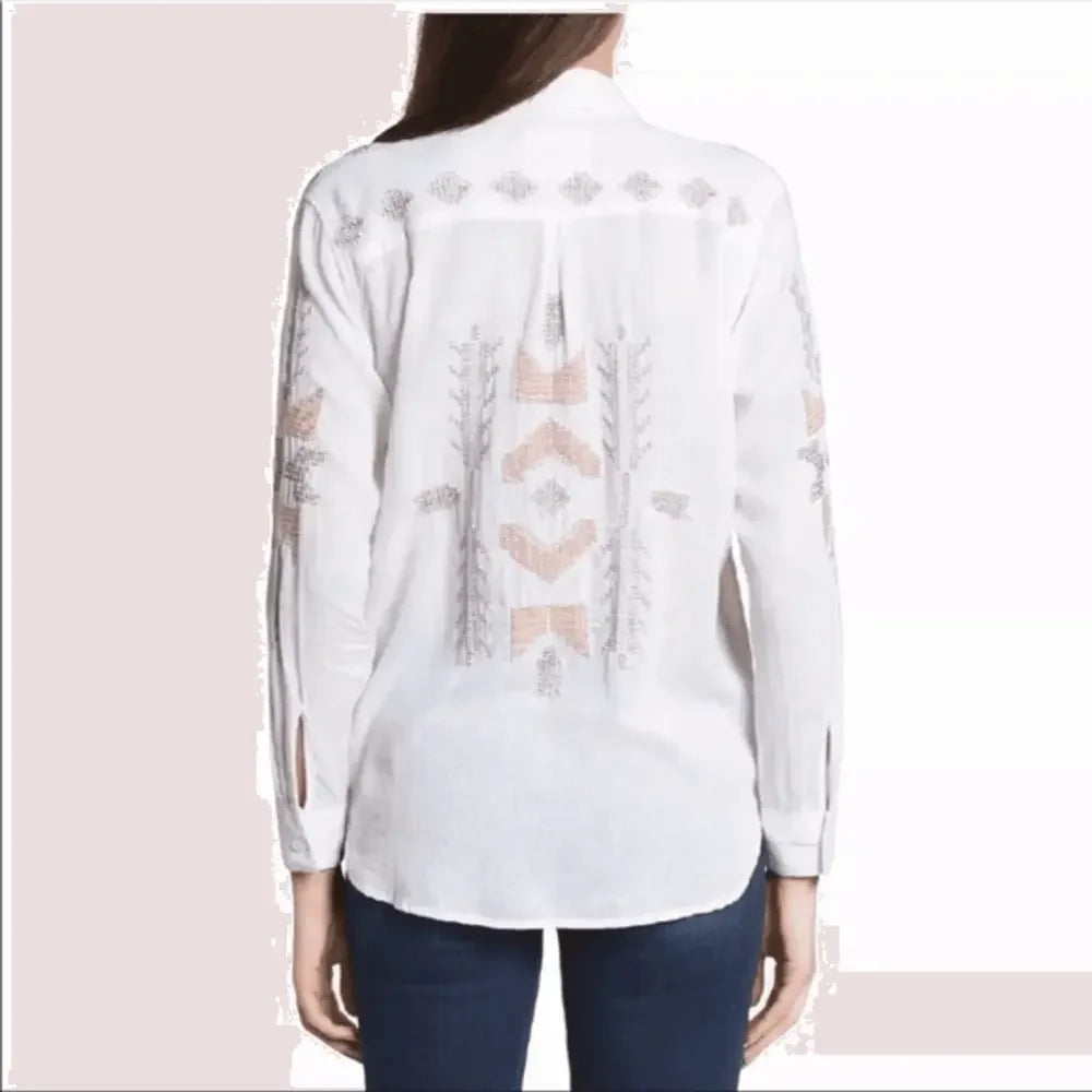 Charli in Tulum Embroidered Button Down Shirt