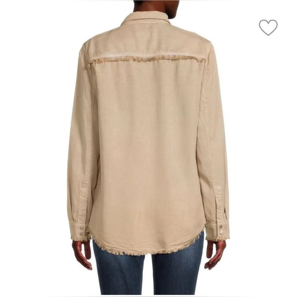 Etienne Marcel Frayed Work Button-Down Top