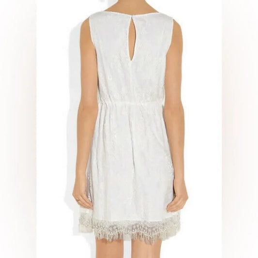 Alice + Olivia Denise Ivory Floral Lace Beaded Hem Dress