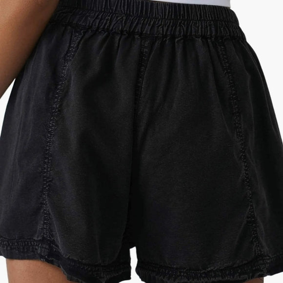 Free People Get Free Cotton Blend Poplin Shorts in Black