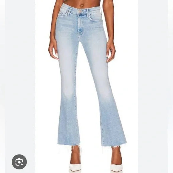 Mother Weekender Fray Mid-Rise Flared Jeans