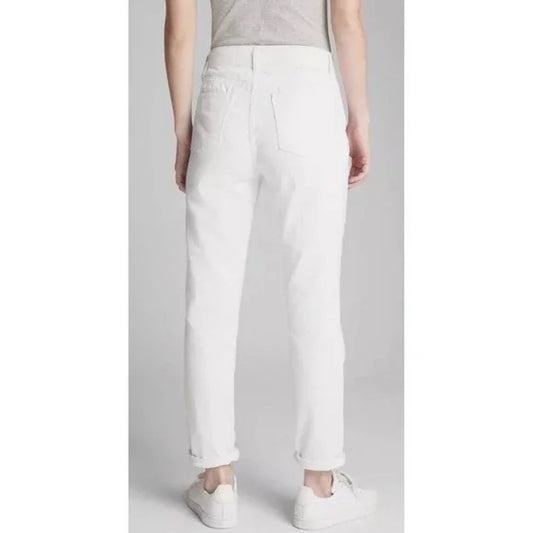 GAP Girlfriend Stretch Mid-Rise in White Denim