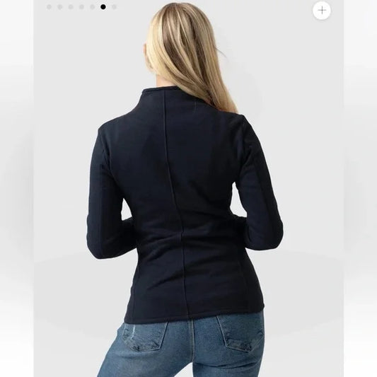 Saint + Sofia Organic Cotton Biker Jacket in Navy