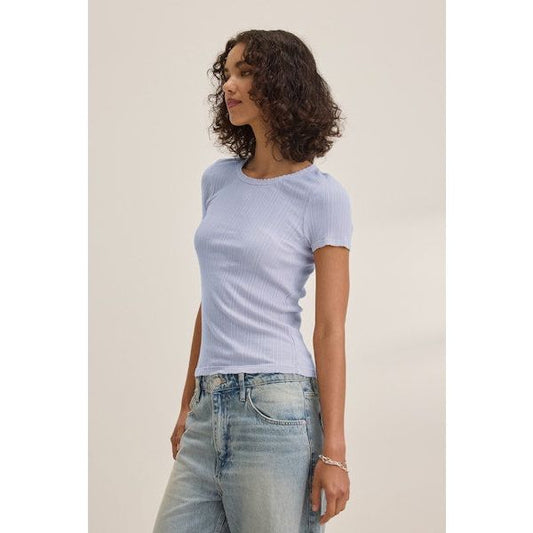 Velvet by Graham & Spencer Enati Pointelle Tee in Ceramic