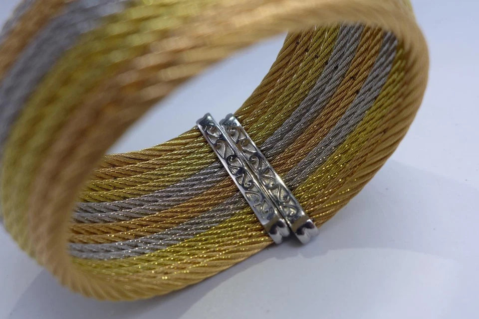 Alor Stainless Steel Au750 Oversized Cable Corded Layered Cuff