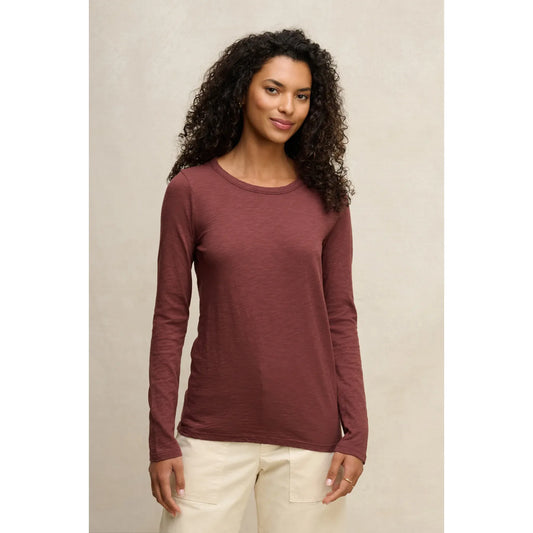 Velvet by Graham & Spencer Lizzie Cotton Slub Long Sleeve Tee in Henna