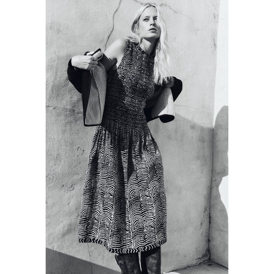 Velvet by Graham & Spencer Katherine Autumn Fern Print Dress in Black