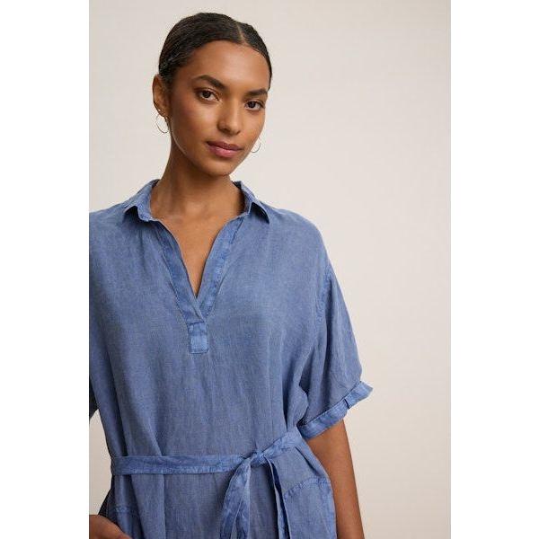 Velvet by Graham & Spencer Stella Woven Linen Dress in Indigo