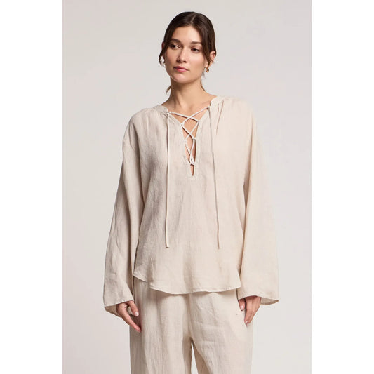 Velvet by Graham & Spencer Salma Linen Top in Cobble