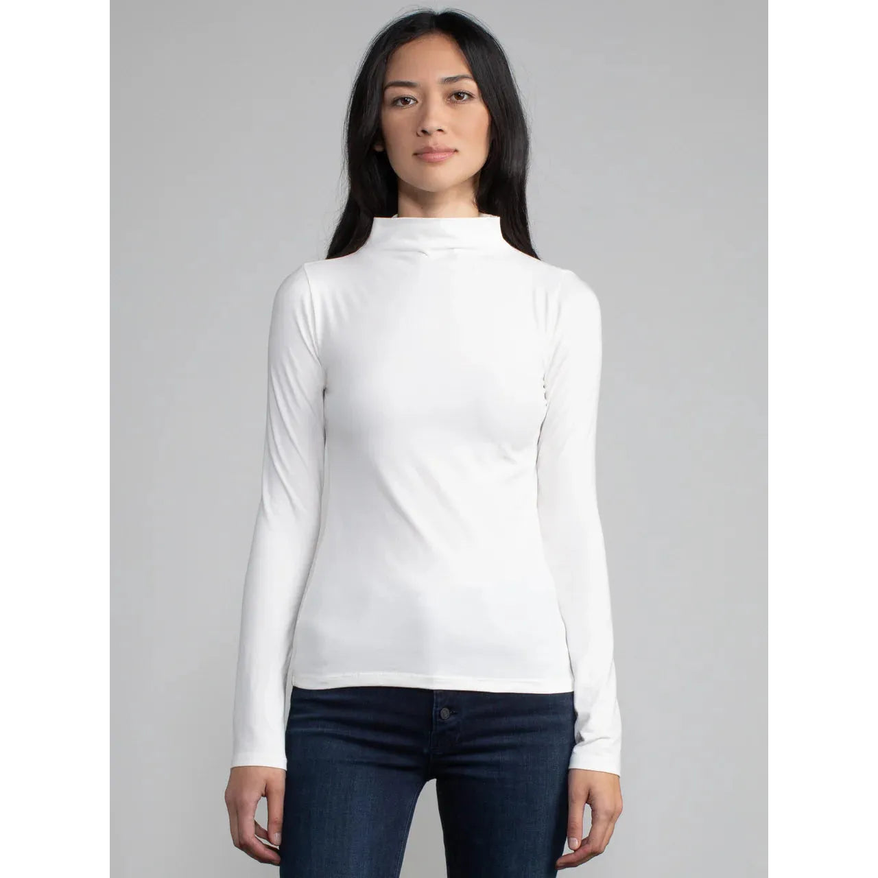 Margaret O'Leary Ribbed Cotton Long Sleeve Turtleneck in White