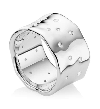 Monica Vinader Siren Scatter Ring in Sterling Silver & White Topaz