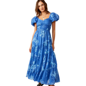 Free People Sundrench Maxi Dress in Sapphire Combo