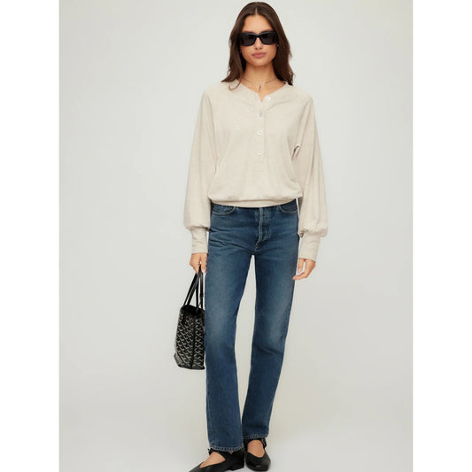 Fifteen Twenty Mara Henley Top in Oatmeal
