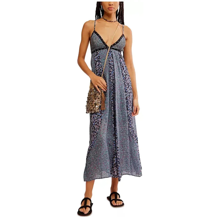 Free People Forever Time Black Combo Maxi Dress