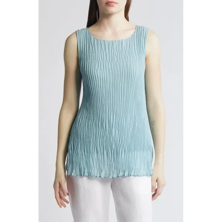 Eileen Fisher Crinkled Silk Reversible Sleeveless Top
