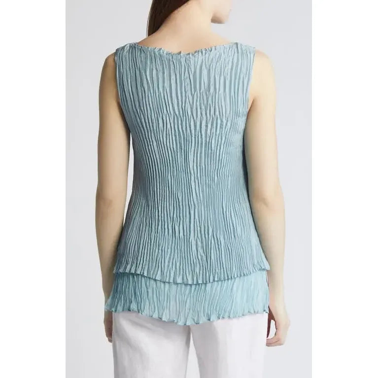 Eileen Fisher Crinkled Silk Reversible Sleeveless Top