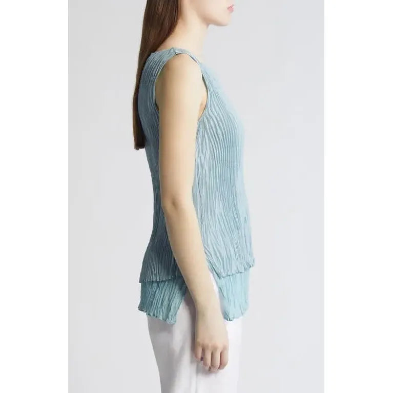 Eileen Fisher Crinkled Silk Reversible Sleeveless Top