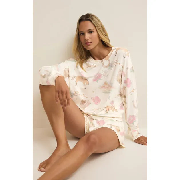 Z Supply Desert Rose LS Top in Vanilla Ice