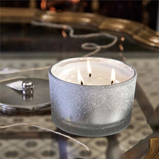 Thymes Frasier Fir Flocked 3 Wick Poured Candle