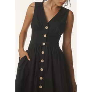 Hutch Designs Indy Cotton Midi Dress in Black