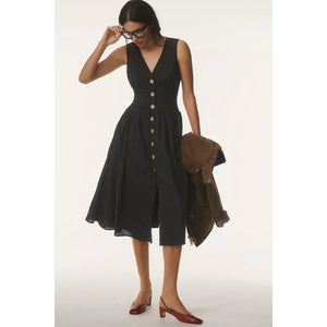 Hutch Designs Indy Cotton Midi Dress in Black