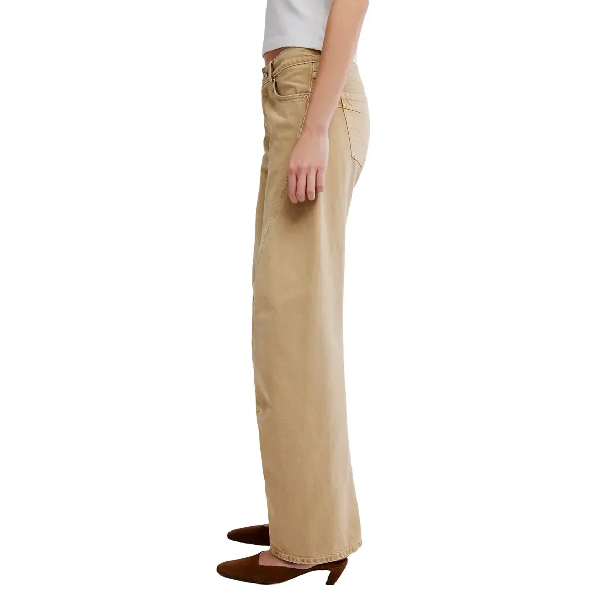 Free People Fable Twisted Seam Jeans in Oat Latte