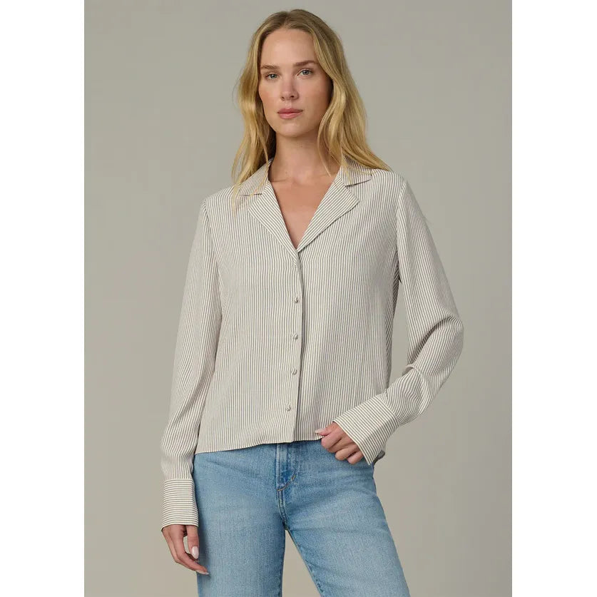 Joe's Jeans The Mia Blouse in Panna Cotta Navy Stripe