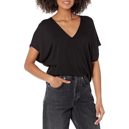 Vince Dbl V-Neck Popover in Black