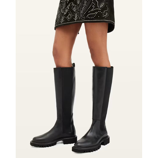 Consignment047 All Saints Maeve Leather Knee High Boots Size 39
