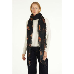 Chan Luu Pageant Blue Hibiscus Floral Cashmere and Silk Scarf