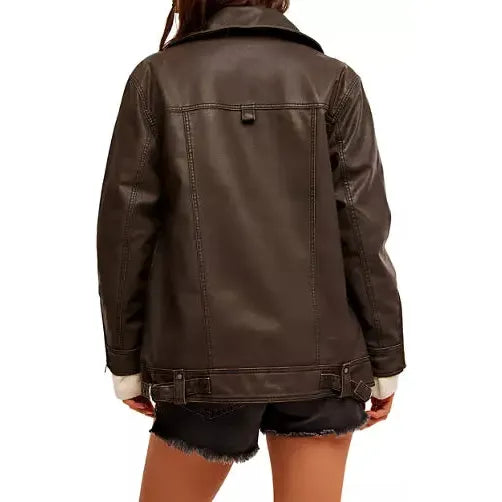 Free People We the Free Buckle Up Vegan Leather Jacket