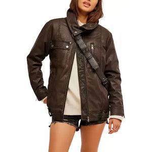 Free People We the Free Buckle Up Vegan Leather Jacket