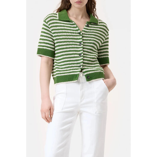 CLOSED Knitted Organic Cotton Cardigan in Matcha Green