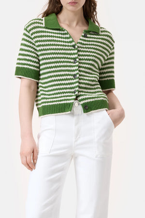 CLOSED Knitted Organic Cotton Cardigan in Matcha Green