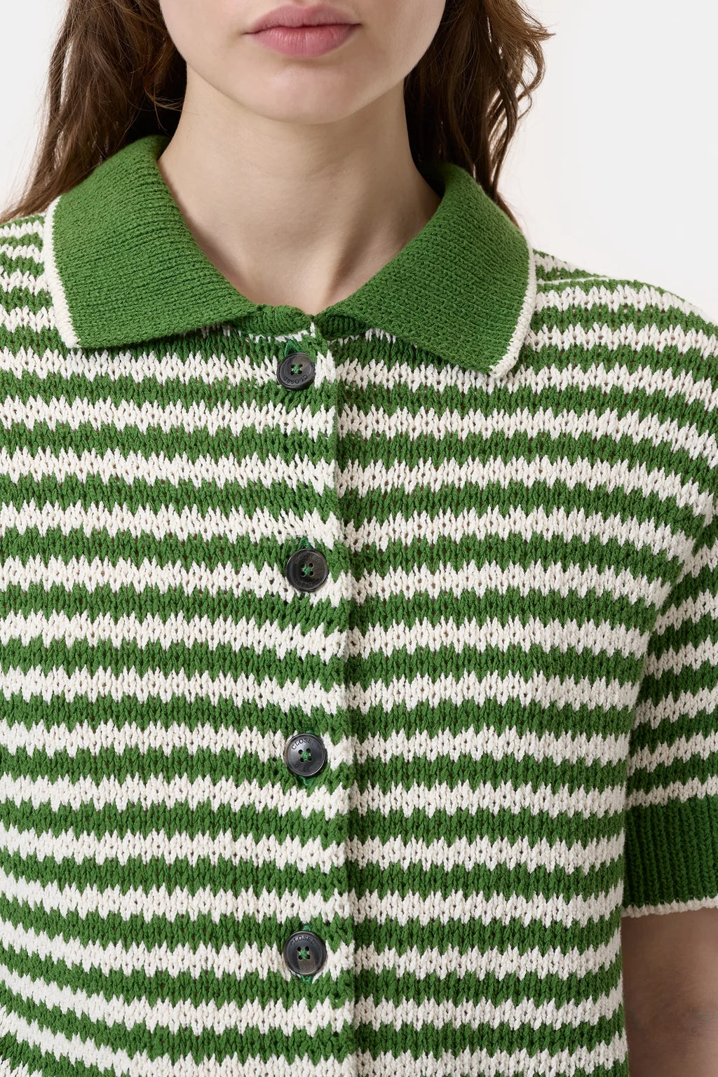 CLOSED Knitted Organic Cotton Cardigan in Matcha Green