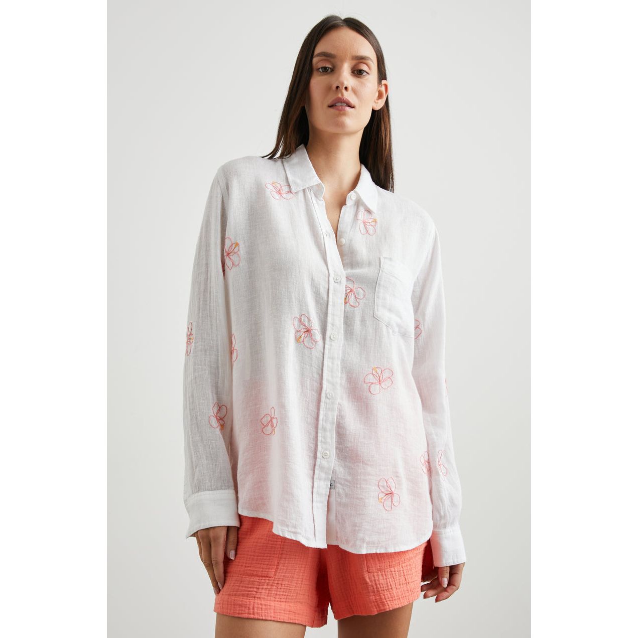 Rails Charli Shirt in Hibiscus Embroidery