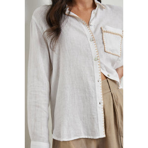 Rails Charli Shirt in White Blanket Stitch