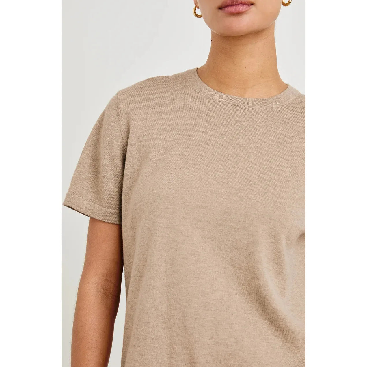 Rails Cotton Cashmere Short Sleeve T- Shirt in Heather Oatmeal