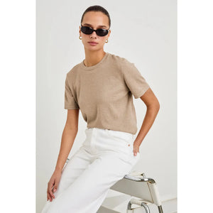 Rails Cotton Cashmere Short Sleeve T- Shirt in Heather Oatmeal