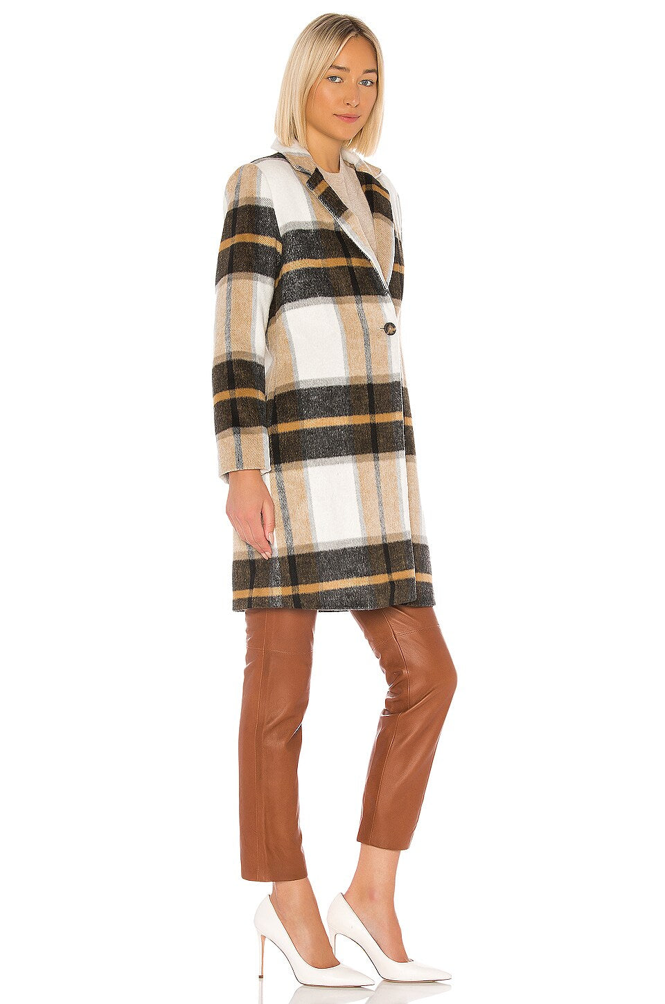 Cupcakes and Cashmere Cher Check Blazer Coat in Ivory