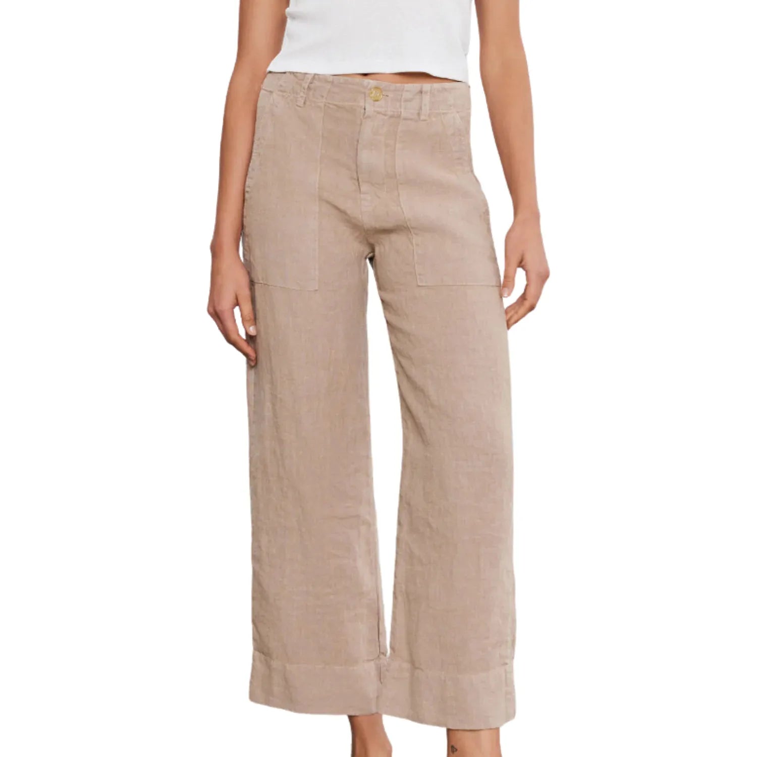 Velvet by Graham & Spencer Dru Heavy Linen Pants in Khaki