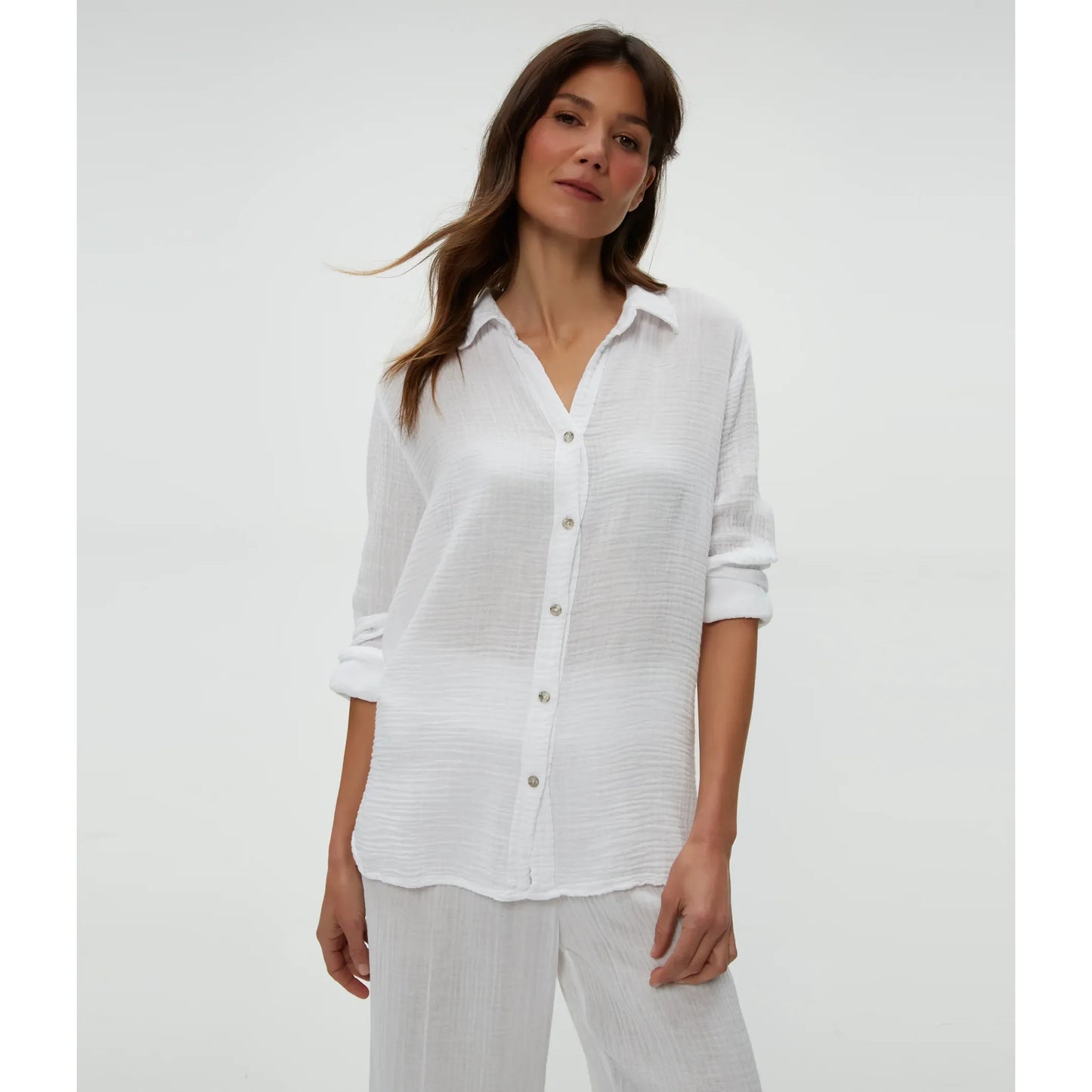 Michael Stars Petite Leo Gauze Button Down Shirt