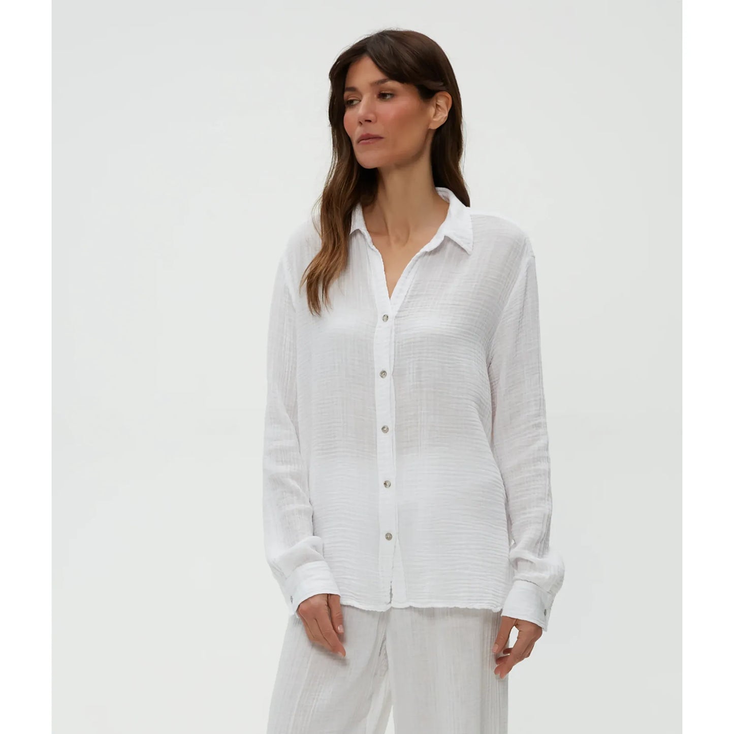 Michael Stars Petite Leo Gauze Button Down Shirt