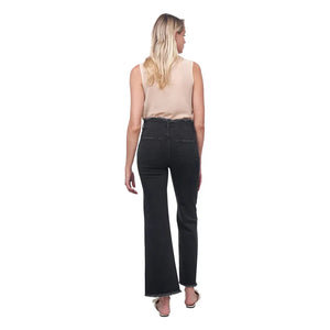 Etienne Marcel Denim EM 7517 Wide Leg Fray Waistband and Hem in Black