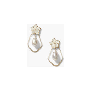 Chan Luu Plumeria Chandelier Earrings Grey Pearl Mix