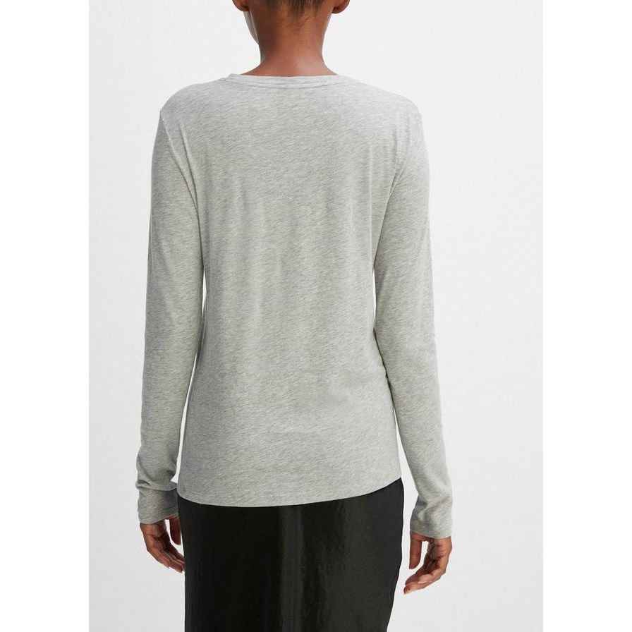 Vince Essential Long Sleeve Crew Neck T-Shirt in Heather Grey