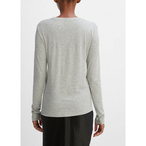 Vince Essential Long Sleeve Crew Neck T-Shirt in Heather Grey